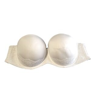 Torrid Curve Strapless Bra Womens 42DDD White Excellent Push Up Lace Trim 42 DDD